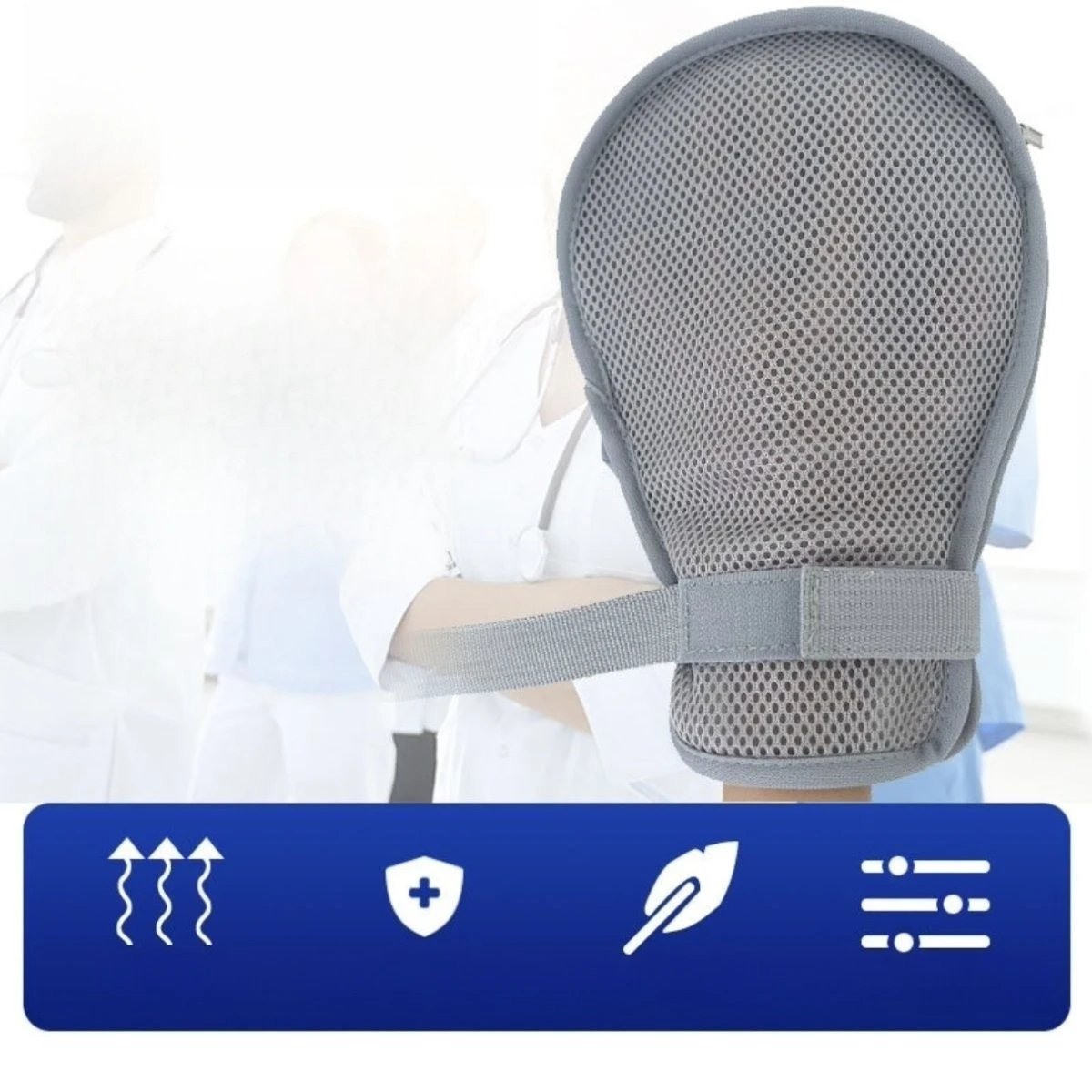 Breathable Restraint Mittens Bedridden Elderly Adjustable Wrist Straps Anti Scratch Hand Protector Nursing Comfortable Safety