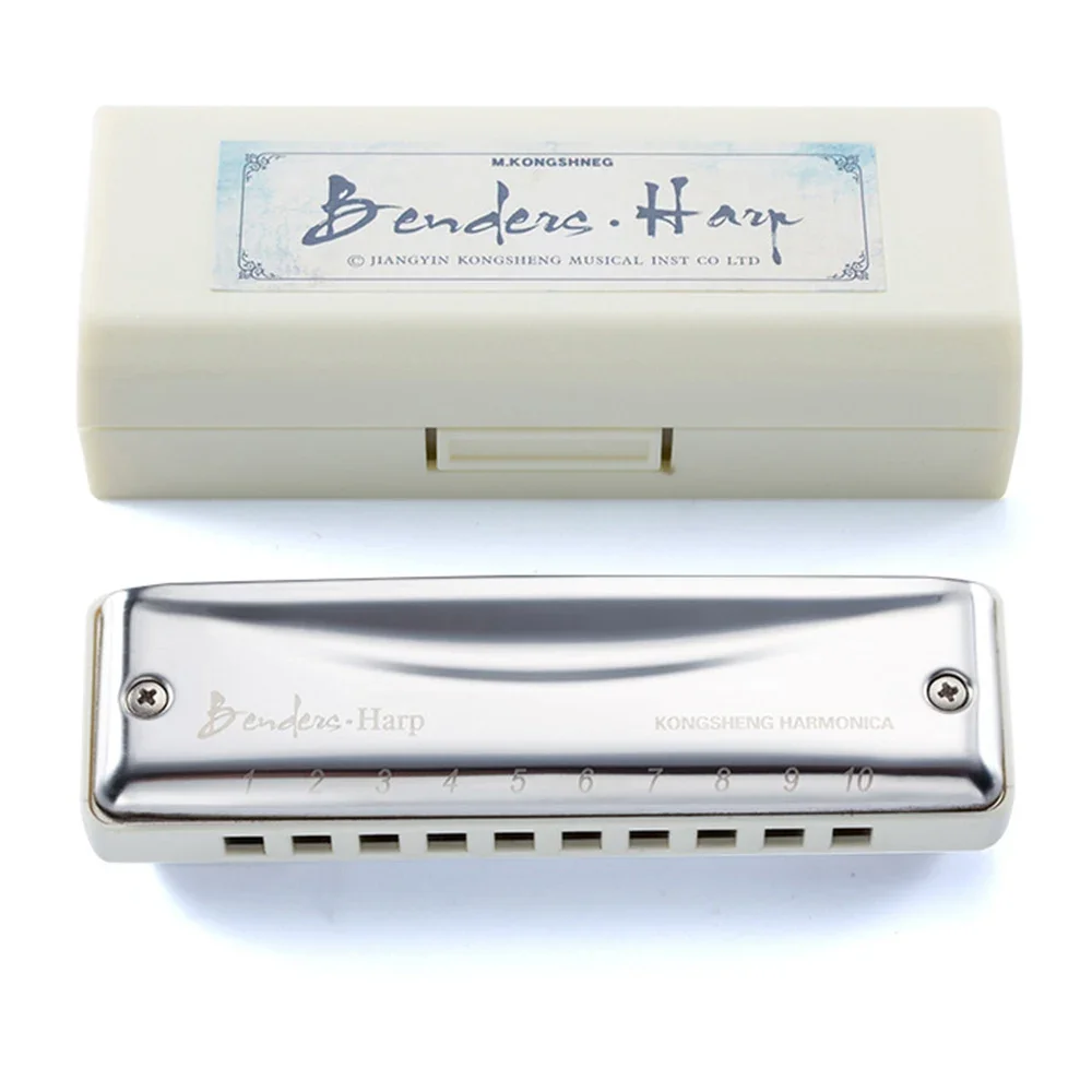 Kongsheng Harmonica 10 Holes 20 Tunes Mouth Organ Blues Deluxe Harmonica, Key of C for Beginner Great Gift