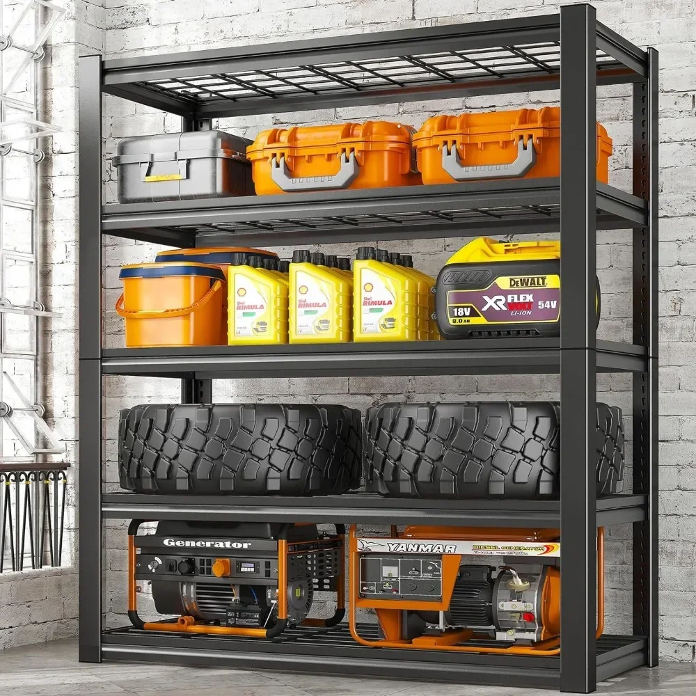 W Garage Shelving 2000LBS Heavy Duty Storage Shelves  H 5 Tier Wire Metal Shelves for Storage Rack Garage Shelf