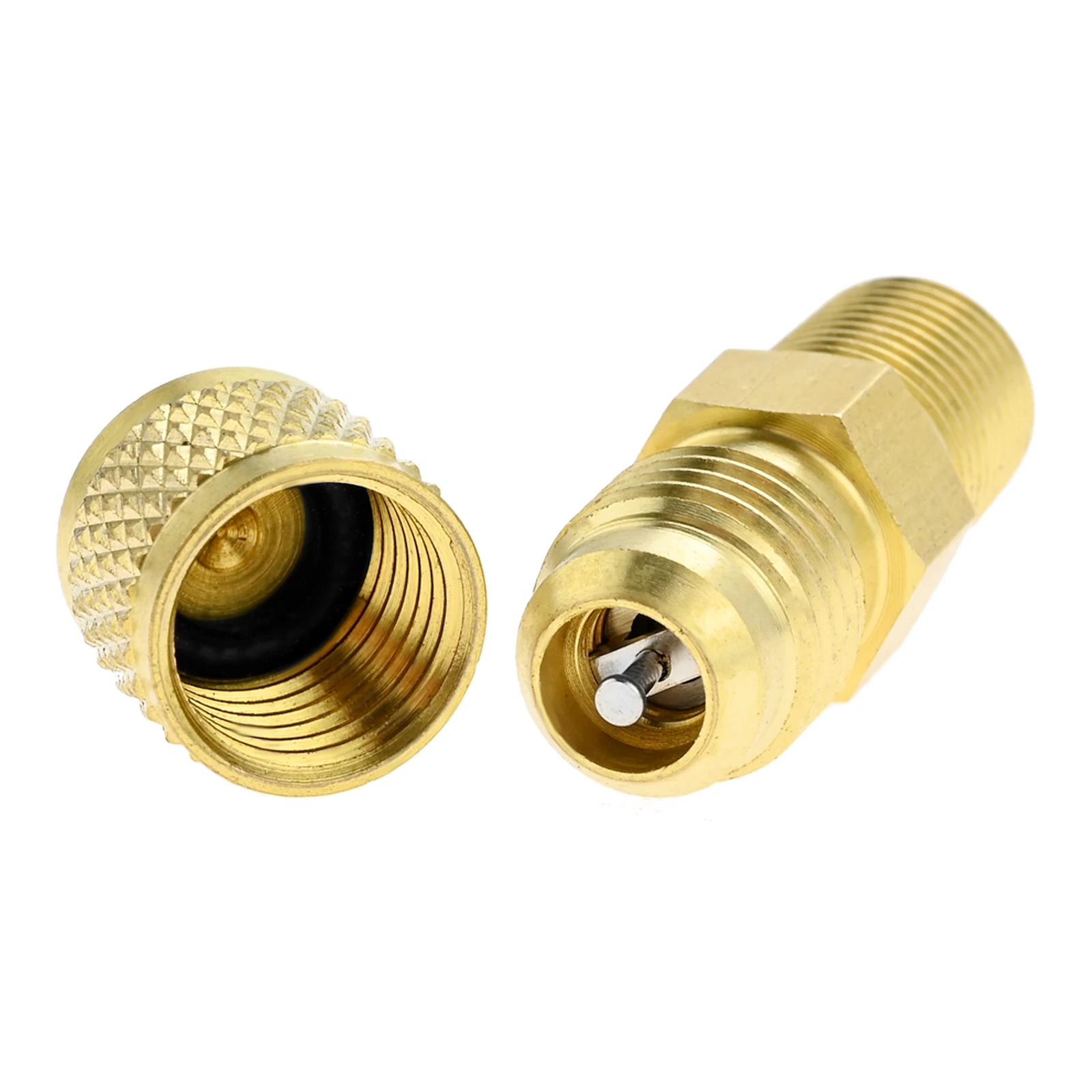 Raccordi per tubi in ottone da 2 pezzi con nucleo valvola da 1/4 SAE a 1/8NPT 1/4 SAE a 1/4NPT per compressore di refrigerazione del condizionatore d'aria