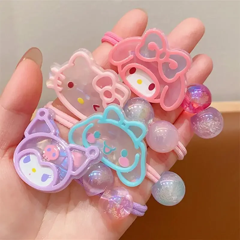 Sanrio Hello Kitty Silica Gel Hair Rope Cute Cartoon Kuromi Cinnamoroll Fashion High Elasticity Hair Accessories Holiday Gifts