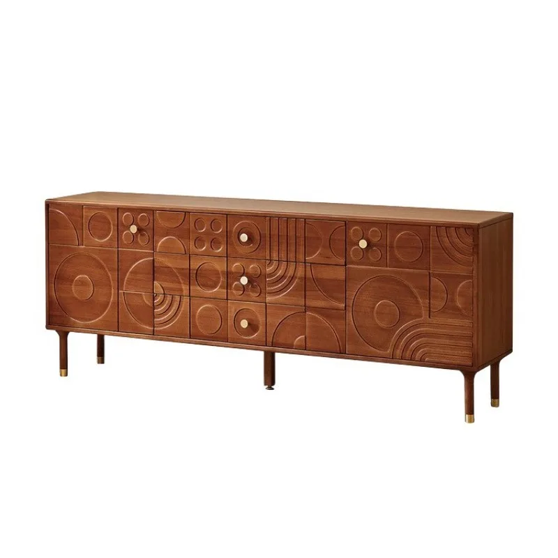 

Medieval style dining side cabinet Solid wood Nordic simple entrance cabinet Living room partition High side cabinet Storage