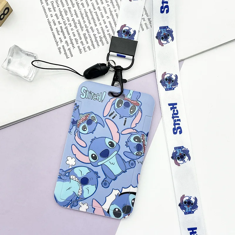 Disney Card Holder Stitch Horizontal Identification Card Holders Girls Pretty Neck Strap Lanyards Name Badge Holder Card Cover