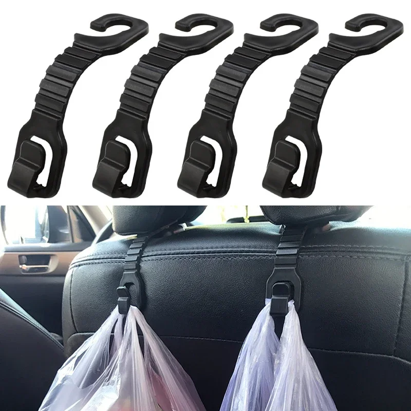 4Pcs Car Seat Back Hook Universal Auto Back Mount Storage Holder 360 Degree Adjustable Black Stand Car Accessories Interior