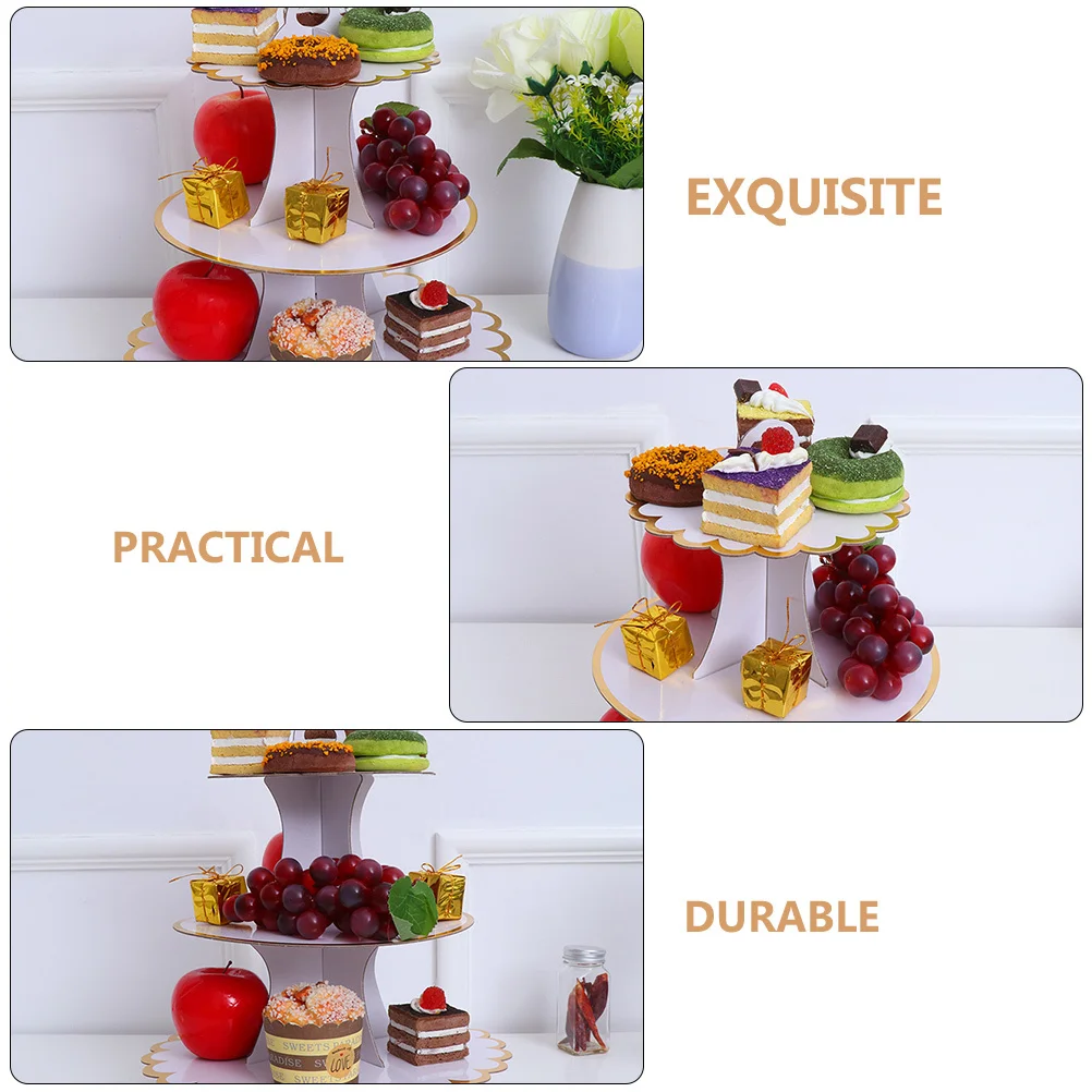 

2pcs Paper Cake Display Rack Three-Layer Dessert Holder For Snack Storage Cupcake Stand Party Wedding Fruits Rack Disposable