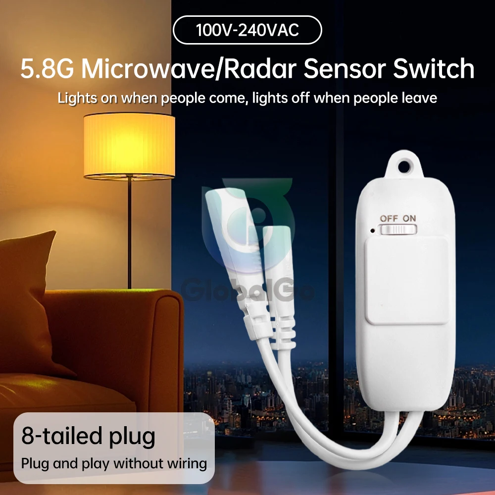 Microwave Radar Sensor Switch Controller AC110V-265V 5-8m T5 T8 Tube LED Light Hand Scan Sensing Switch Smart Home