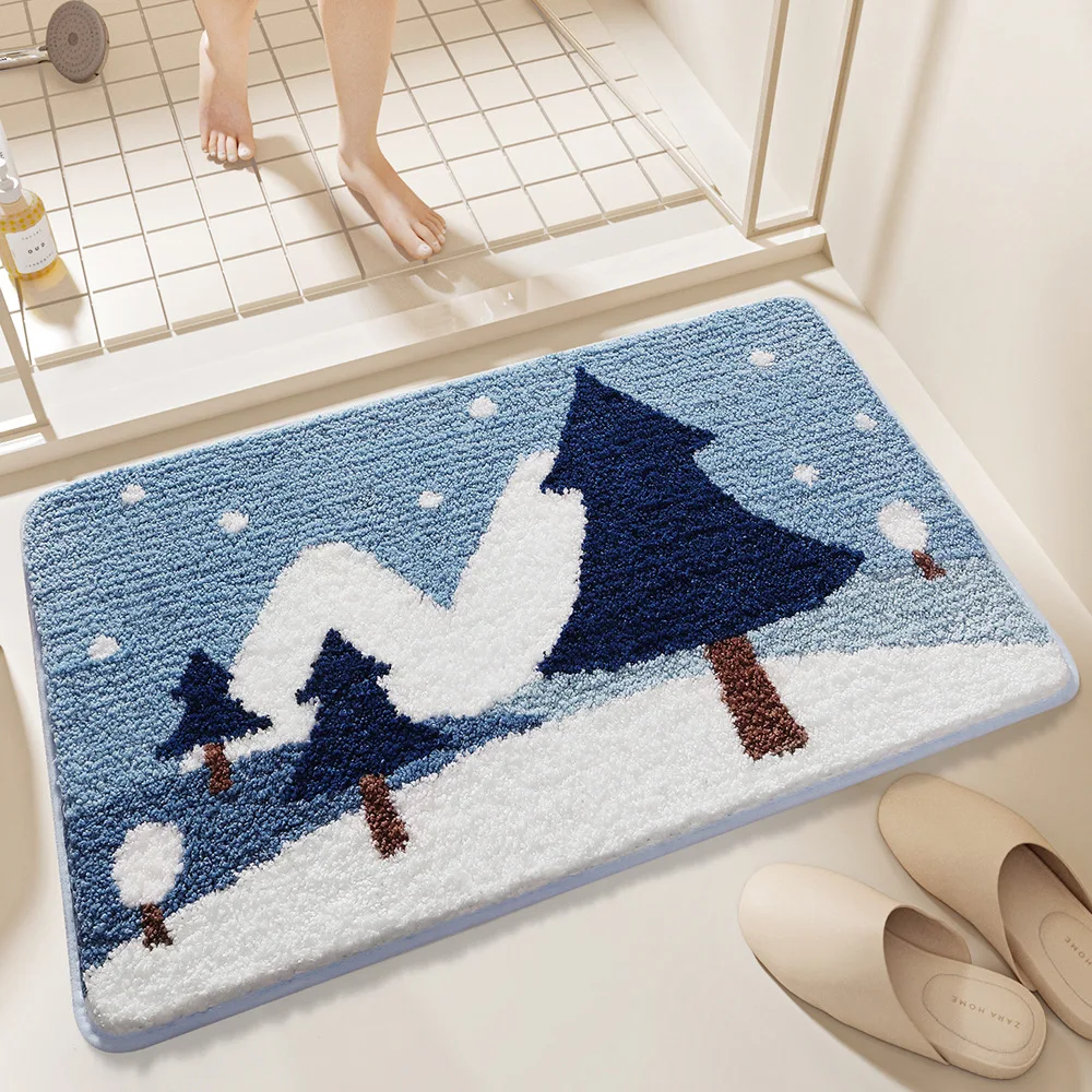 Creative Ginkgo Leaf Bath Mat Thick Plush Bathroom Rug Large-capacity Water-absorbent Anti-slip Foot Mat  Bathroom Carpet