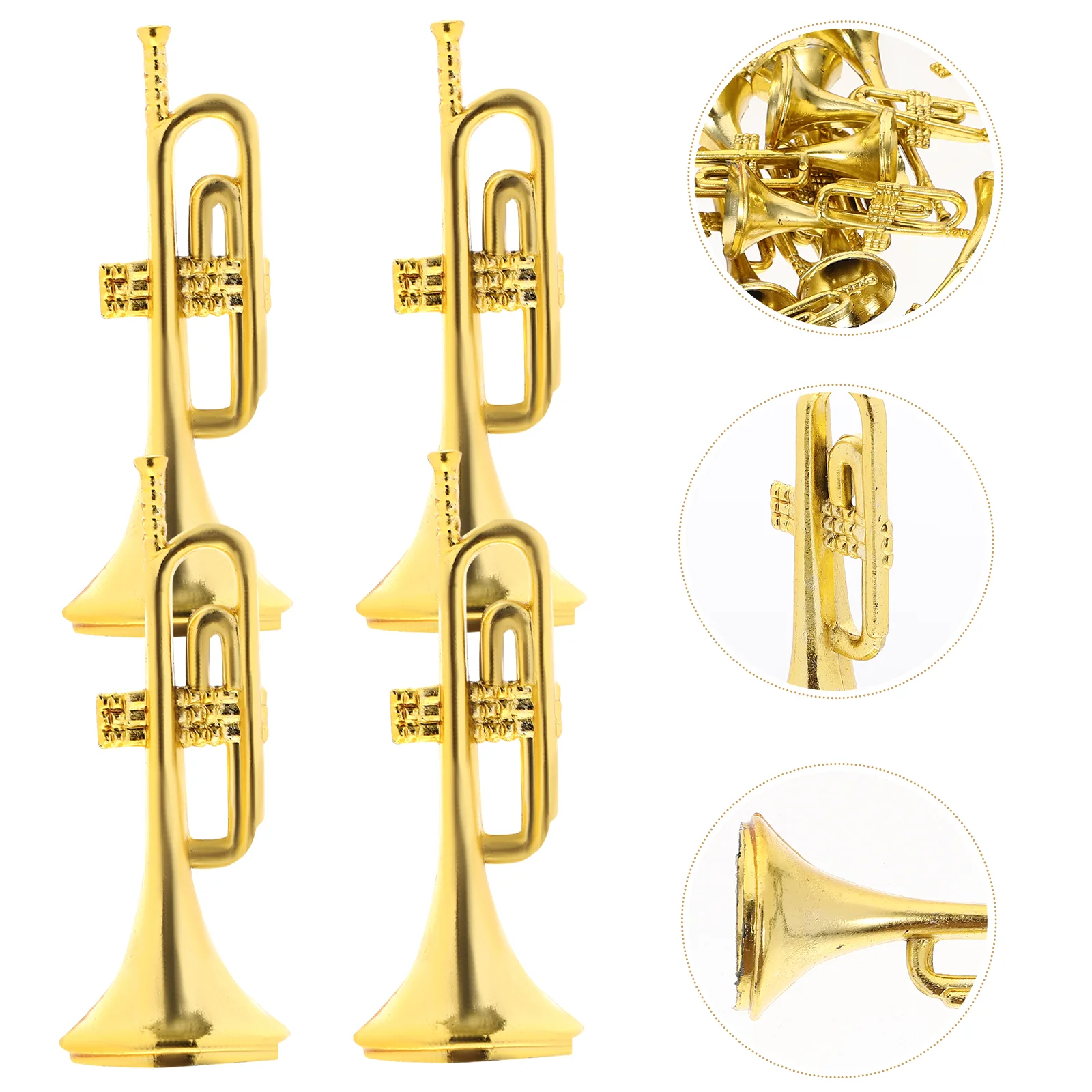 Mini French Horn Decoration Musical Instrument Model Instruments Tiny For Party Golden Plastic Xmas Accessories