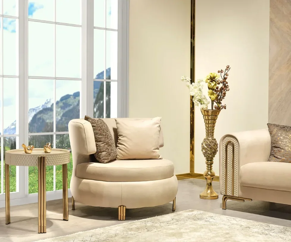 

l Wholesales Luxury Leisure Chair Gold Stainless Steel Accent Chair Velvet Single Sofa Chair For Home Hotel