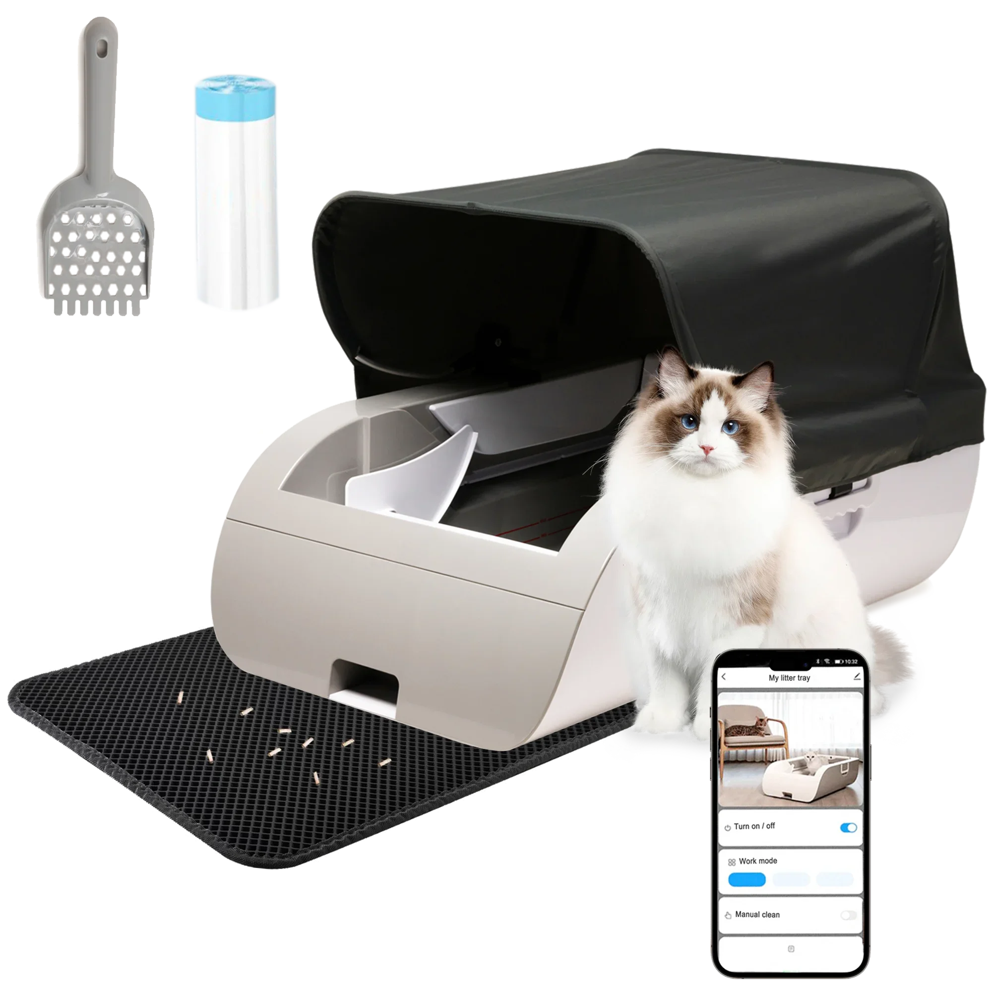 Hot Selling Automatict Cat Toilet APP Self-cleaning Smart Pet Robot Litter Box For Cats