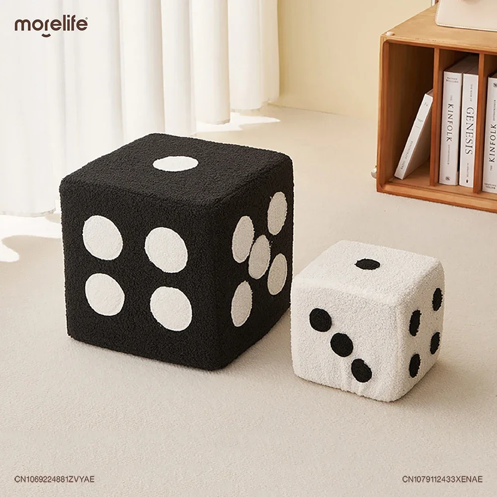 Dice Cube Shoe Mudando Stool, Criativo Footstool, Otomano, Sala de estar, Cordeiro Fur Fun Stool, Pedais, Mobília para casa