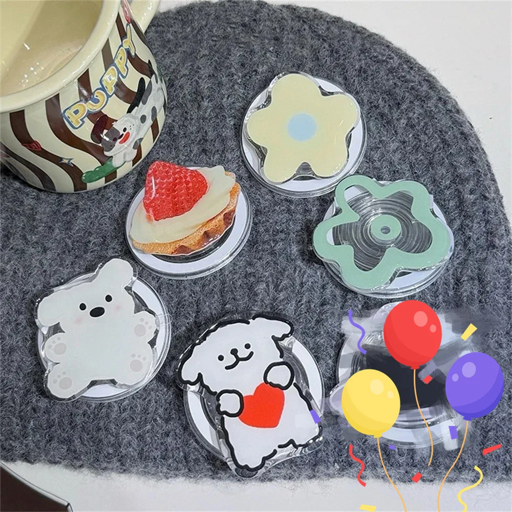 

Korea Ins Magnetic Holder for Magsafe IPhone 16 Samsung Cute Cartoon Puppy Cat Bowknot Phone Holder Foldable Stand