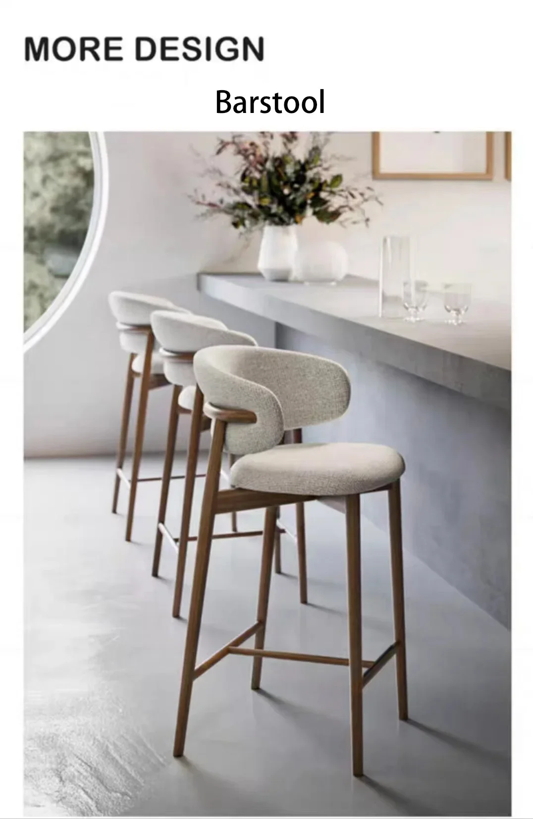 XY Best Luxury Customized Wood Frame High Dining Bar Chair for Home, Restaurant, and Kitchen Commercial Furniture