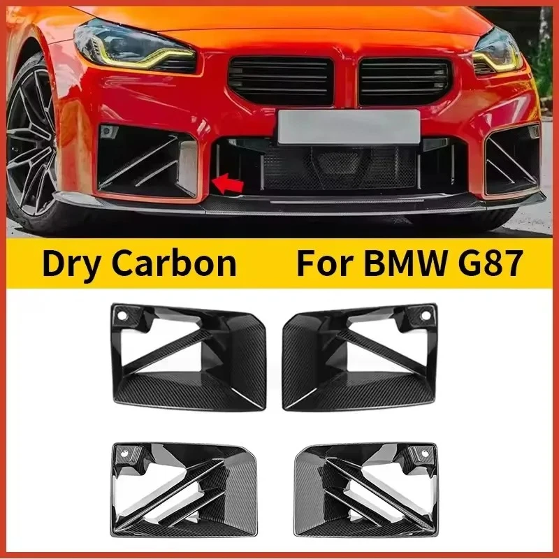 

For BMW M2 G87 2022+ real Dry Carbon Fiber Front Bumper Air Vent Cover Trim Foglamp Mesh Grill MP Style Car Accessories body kit
