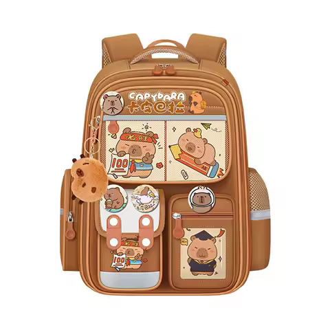 Cartoon Capybara Backpack Water-Repellent Large Capacity Schoolbag Alleviate Burden Light-weight Backpack for Students School