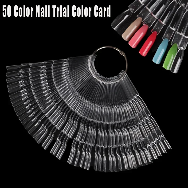 50 Nail Color Card Clear Nail Swatches Color Card Display Chart Gel Polish Template Nail Art Sample Stand Acrylic Palette