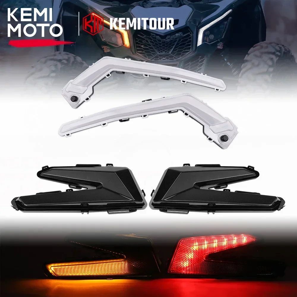 

KEMIMOTO Rear Tail Lamps With Yellow Turning Light Front Signal Lights for Can Am Maverick X3 900 MAX Turbo R Turbo R XRC XDS