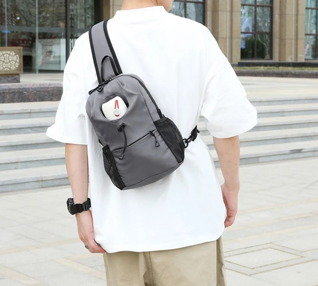 New Men's Chest Bag, Multi-functional Single-shoulder Bag, Trendy and Cool Large-capacity Sports and Casual Crossbody Bag