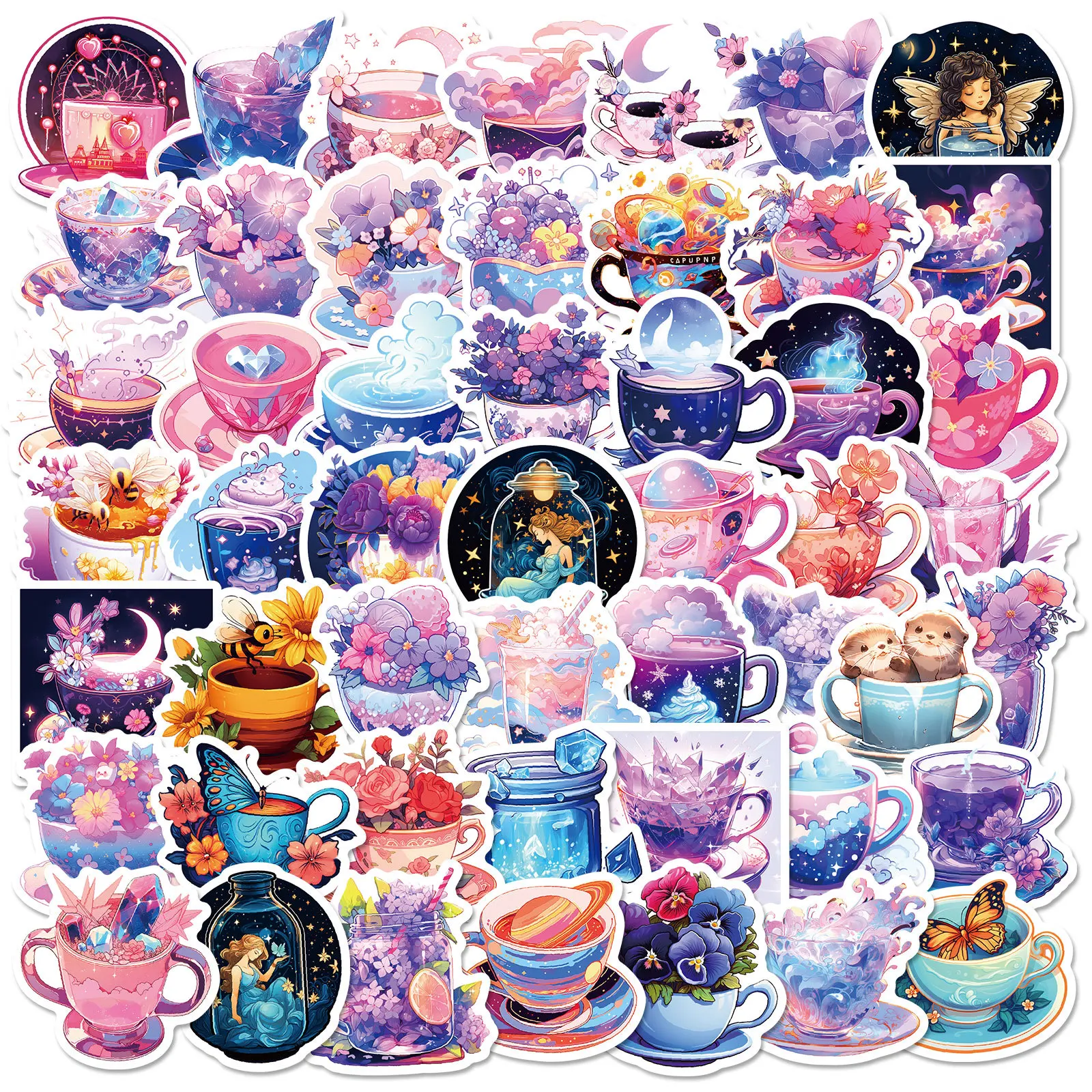 

10/30/50PCS Funny Afternoon World in a Tea Cup Graffiti Sticker INS Style Cartoon Decal Notebook Phone Guitar Skateboard Kid Toy