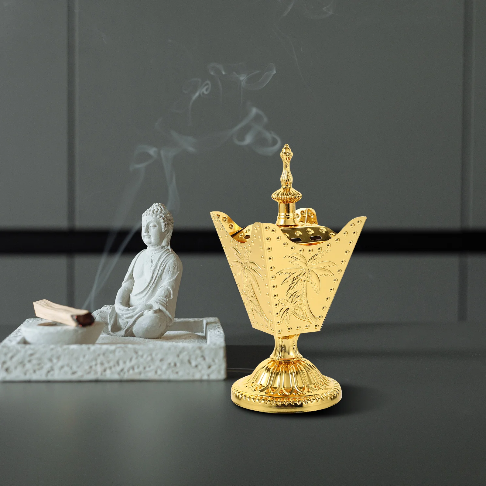 

Electric Metal Incense Burner Retro Style Plug in Tabletop Censer Decorative Incense Holder for Home Office Decoration