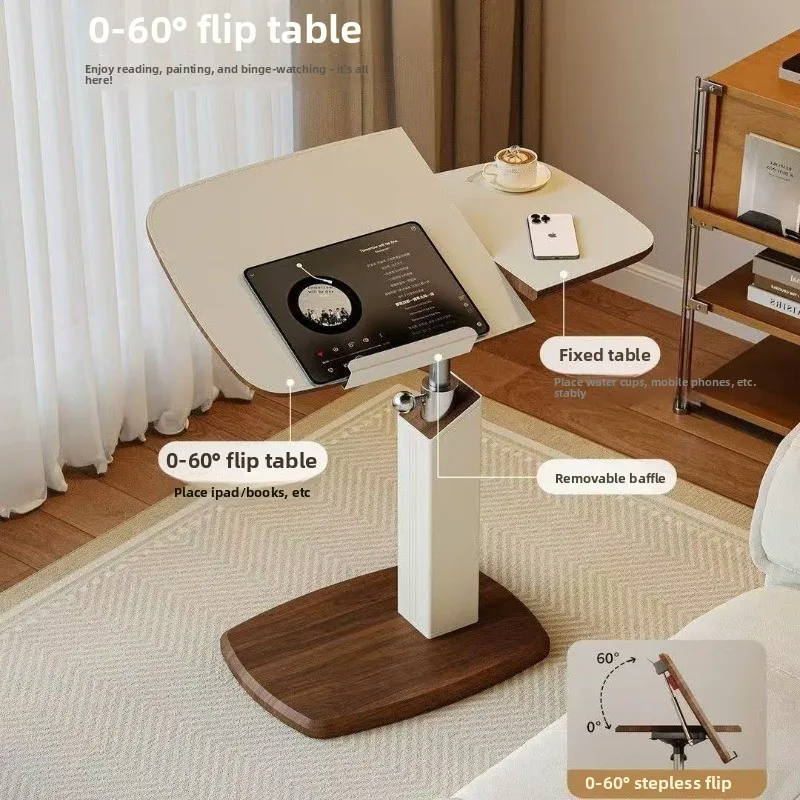 The new model can freely adjust the lazy table from 0 to 60 degrees on the side, simple rental house bedroom bedside table