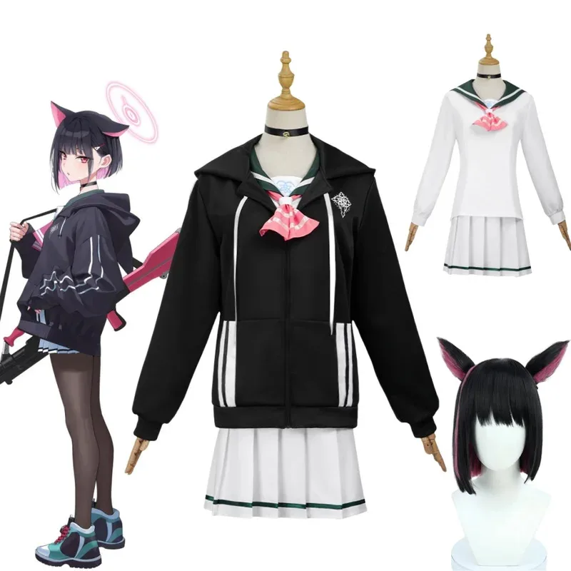 Kyoyama Kazusa Cosplay Game Biru Arsip Kostum Wig Setelan Set Pameran Anime Kostum Halloween
