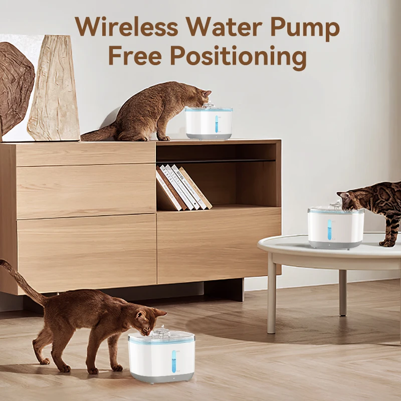 ROJECO Automatic Cat Water Fountain 5000mAh Wireless Cat Drinking Fountain with Dual Radar Sensor for Pet Dog Water Dispenser