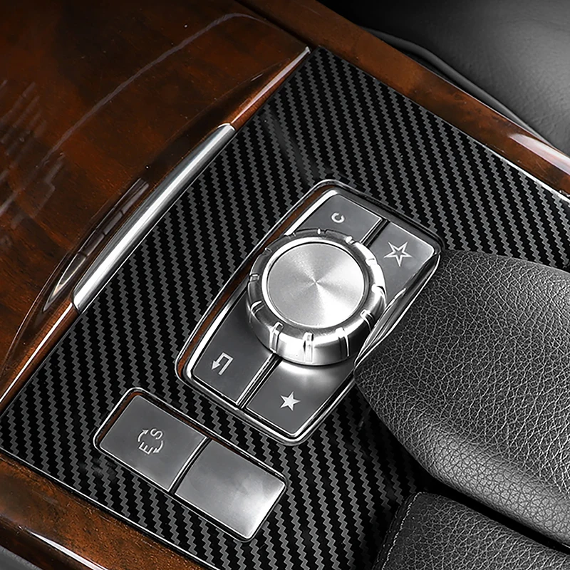 Carbon Fiber Texture Car Console ES Switch Frame Mode Button Panel Cover Decoration Trim For Mercedes Benz E Class W212 2014-15