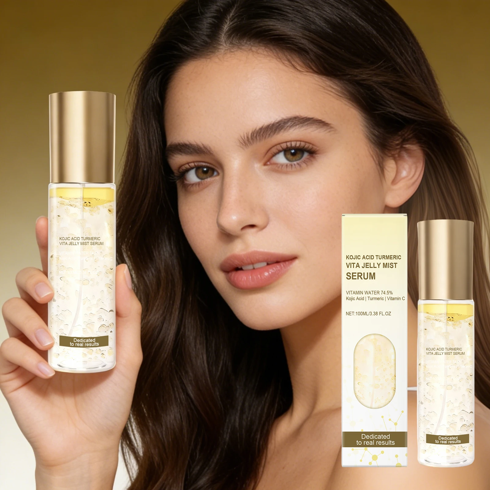 Dual-Effect Face Essence Hyaluronic Acid Improve Skin Elasticity Calm Face Redness Brighten Skin Tone Collagen Jelly Mist Serum