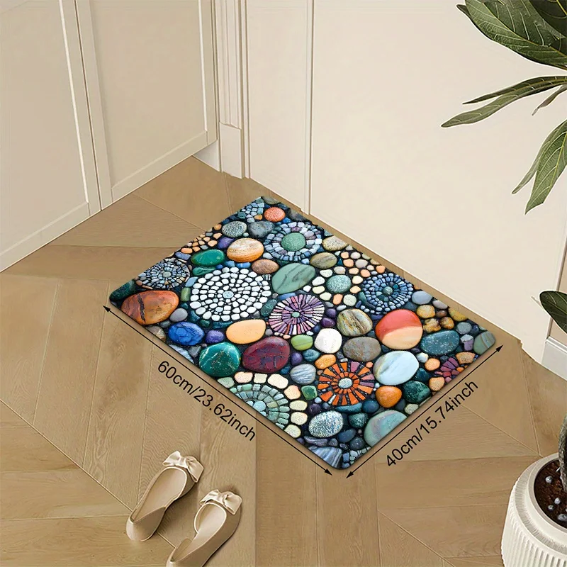VIKAMA Coloured Pebble Design Entrance Doormat Soft Comfortable And Wear Resistant Rug Perfect For Kitchens And Bathrooms