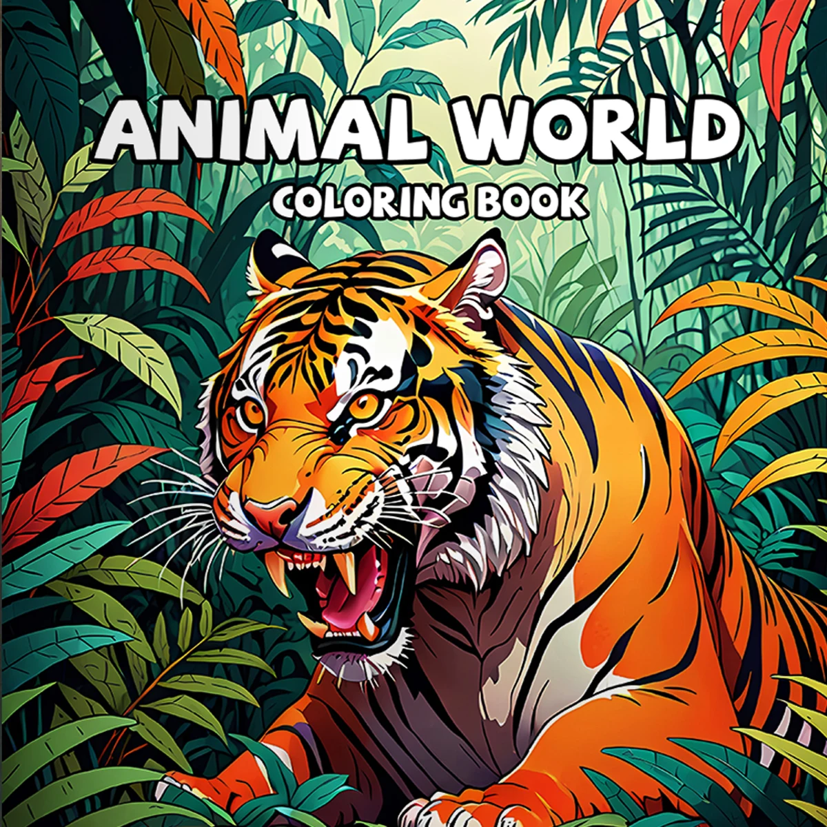 Animal World Coloring Book for Adults - Therapeutic Art Therapy Featuring Cute Tiger and Cat Patterns Book For Adults And Teens