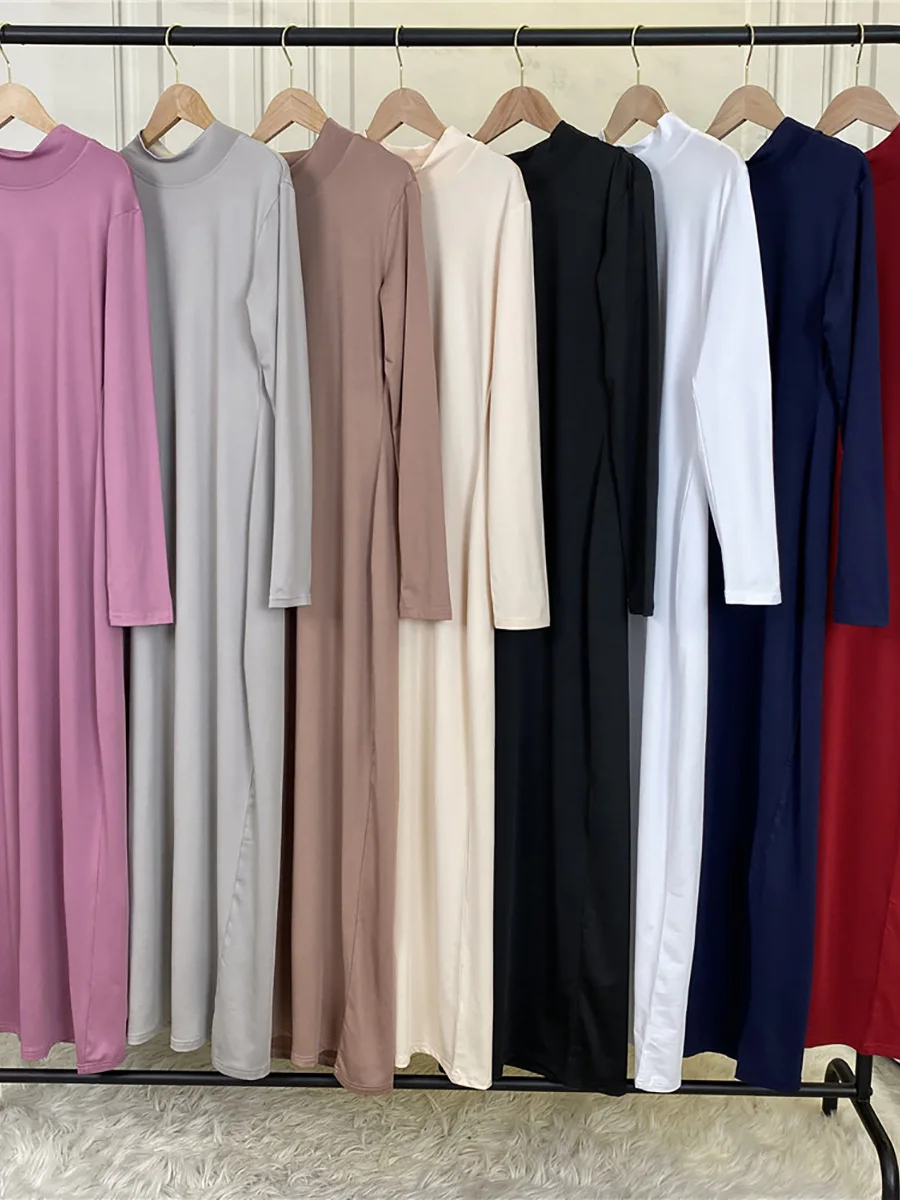 Modest Abaya Femme Casual Vestido Turtle Neck Hijab Inner Dress Muslim For Women Maxi Robe Caftan Turkey Kaftan Islamic Clothing