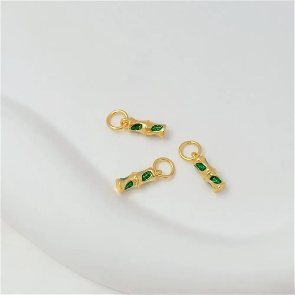 18K مطلية بالذهب الطريقة القديمة الذهبي الخيزران المشتركة أنبوب منحني حياة الفرح النفط بالتنقيط قلادة ، DIY بها بنفسك اليدوية مجوهرات الإكسسوار #6