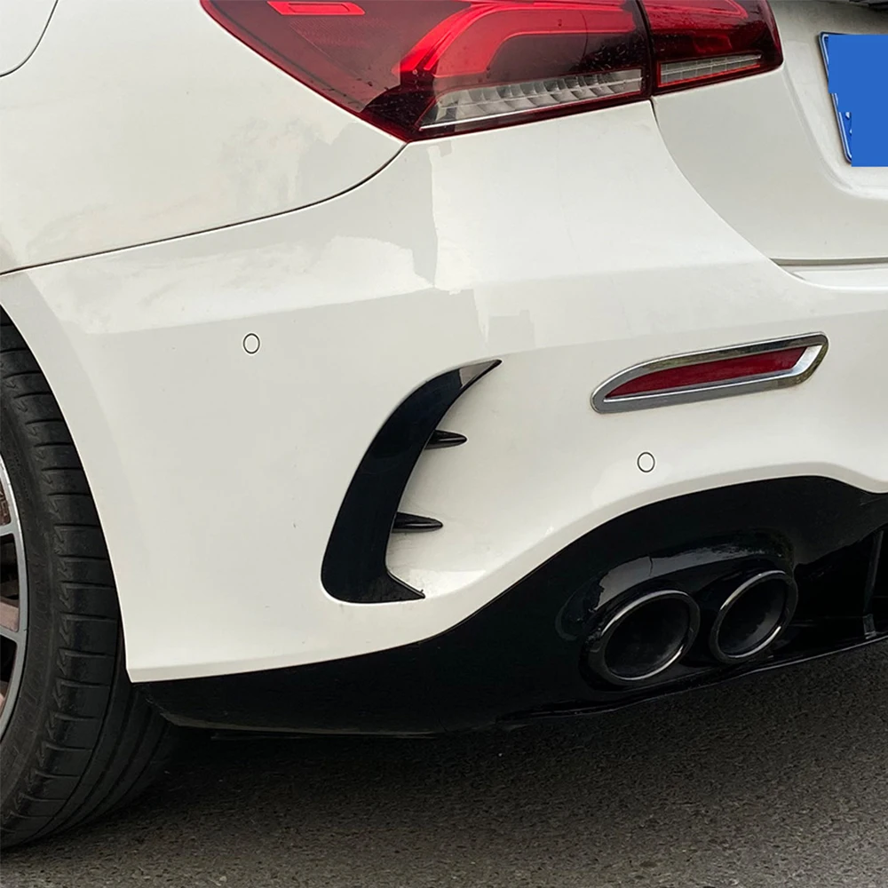 Car Rear Bumper Splitter Spoiler Air Vent Cover Side Canard For Mercedes-Benz A-Class W177 A180 A200 A35 AMG Sedan 2019-2021