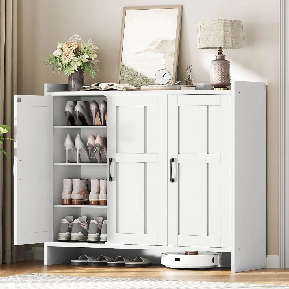 

Shoe Cabinet Storage for Entryway, Wooden Shoe Organizer Cabinet with 3 Doors, 42.1" Freestanding Shoe Cabinet Storage for Clos