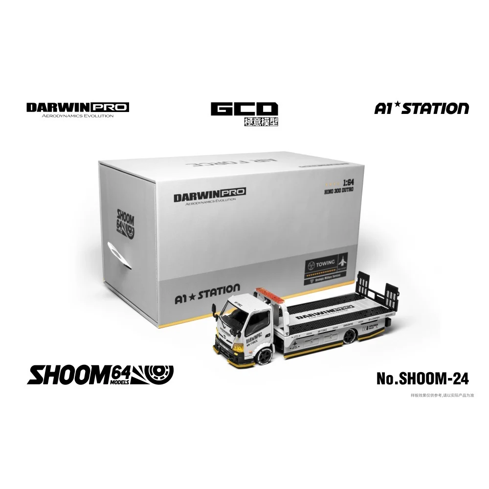 GCD 1/64 HINO 300 Darwin PRO Flatbed Tow Truck with Tent, Battle Gray Alloy Diecast Vehicle Model Limited Toy Gift