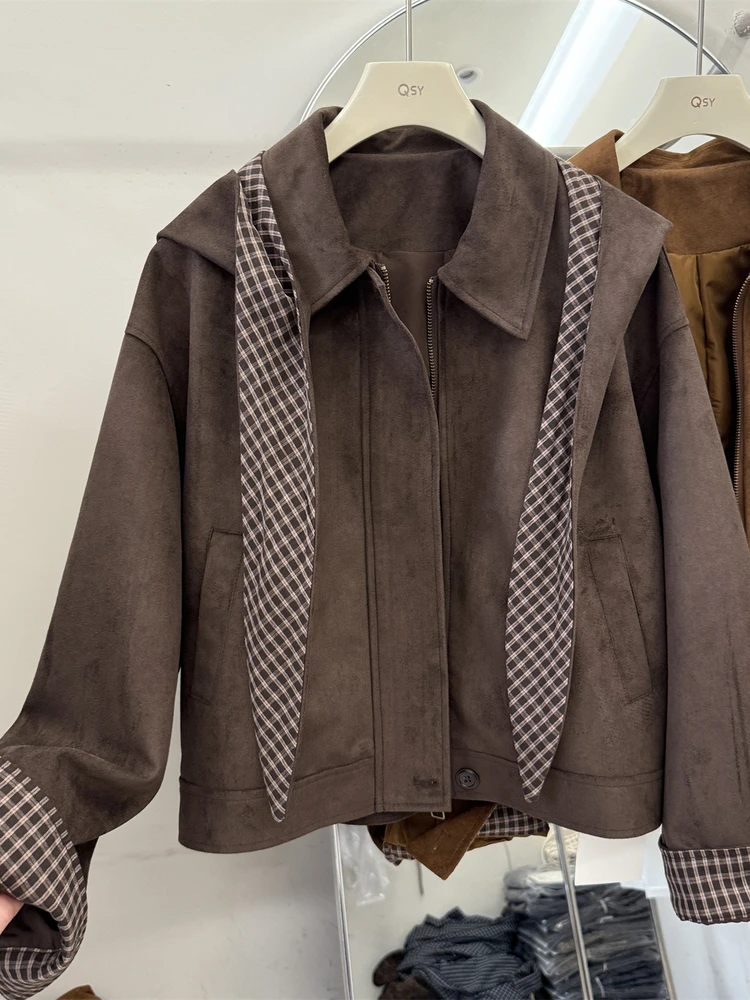 la-chapelle-suede-plaid-patchwork-ort-jaet-autumn-new-loose-slim-oulder-lapel-coat-women's-busin-casual-outerwear