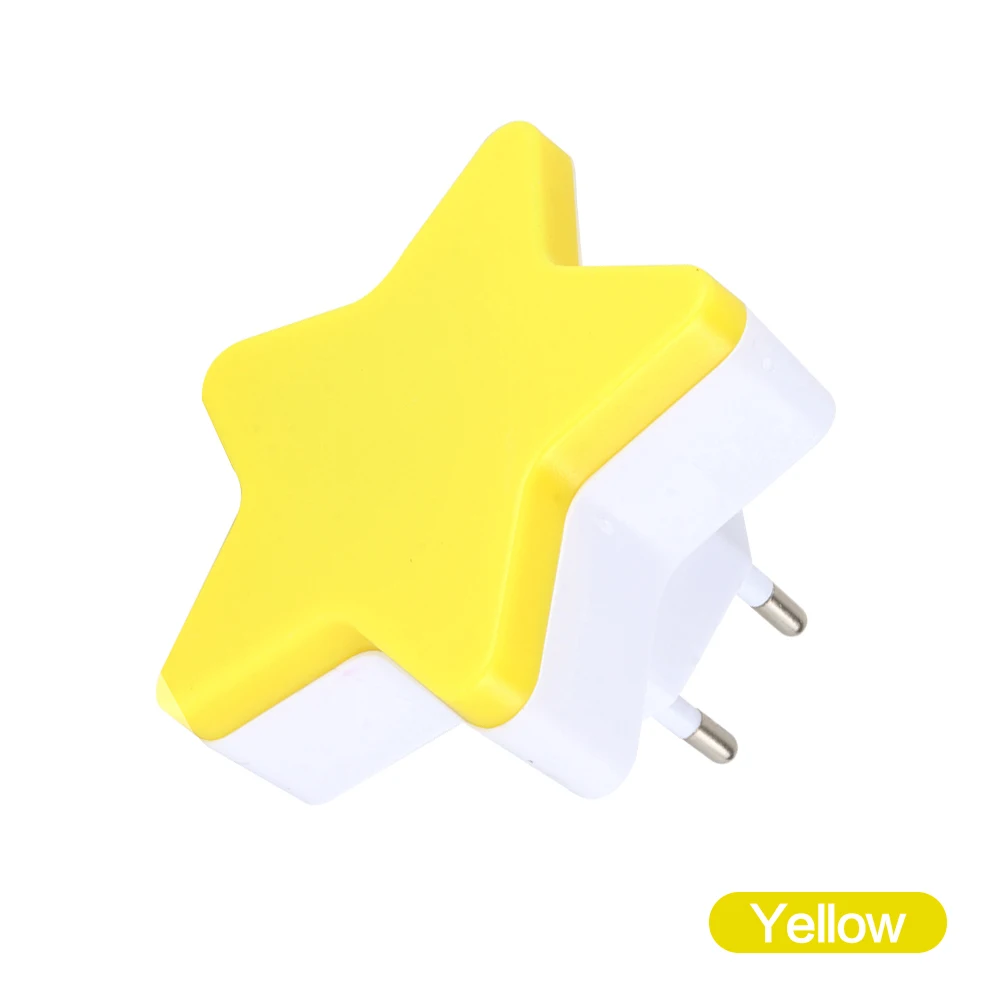 Hot Cute Pentagram Star Intelligent Sensor Lighting Control 4 Colors Small LED Night Light US/EU Plug Pink White Blue Yellow