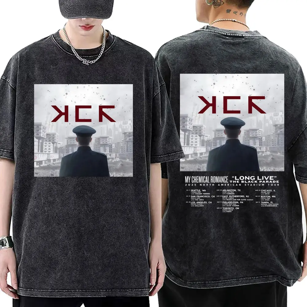 Washed Vintage Punk Emo Band My Chemical Romance South America 2026 Tour T Shirt Men Women Gothic Rock Oversized Street T-shirt