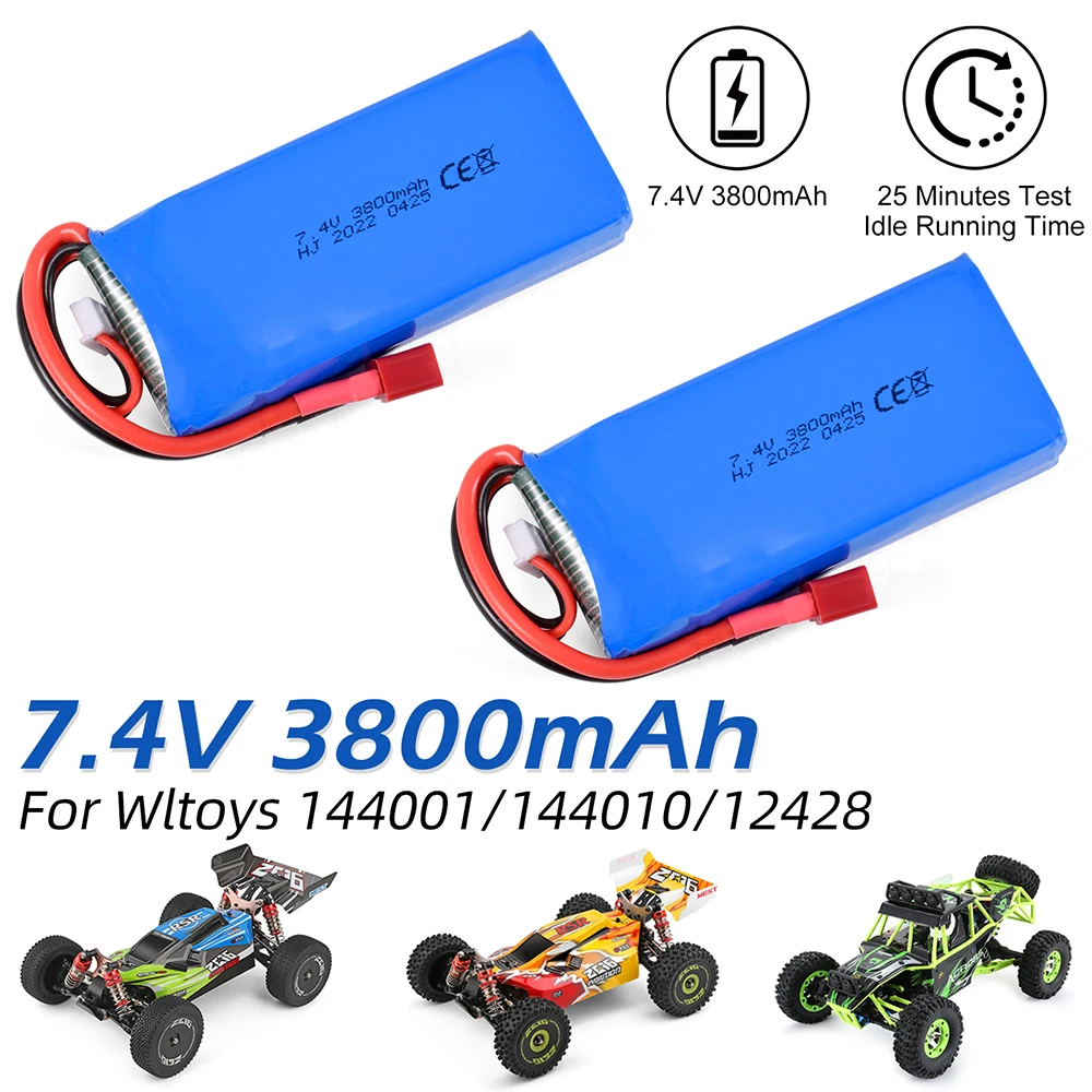 Batterie LiPo Wltoys 144001 2S 7.4V 3800mAh pour mises à niveau de batterie de voiture Wltoys 144010 RC