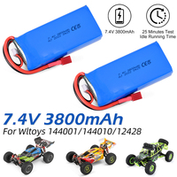 Wltoys 144001 2S 7.4V 3800mAh LiPo Battery for Wltoys 144010 RC Car Battery Upgrades