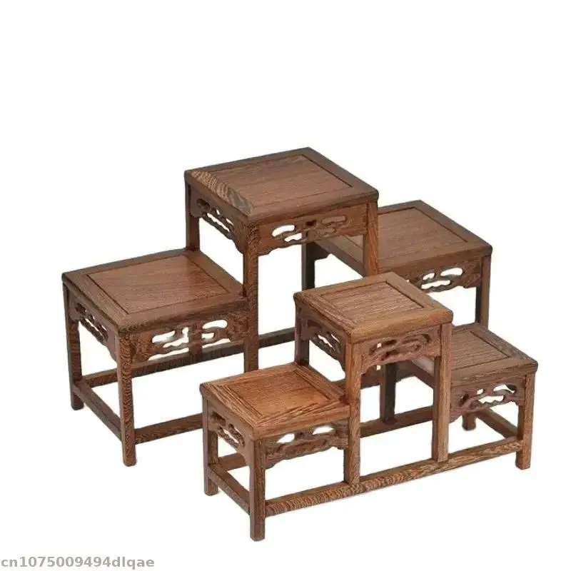

Vintage Wooden Decorative Rack Mini Model Tea Pot Handicrafts Display Stand Garden Bonsai Plant Rack Home Display Storage Rack