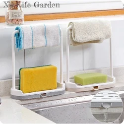 Countertop Storage Rack Kitchen Washcloth Drain Rack Punch Free Bracket Sponge Drain Shelf Home Organizer Holders Kitchen Tools