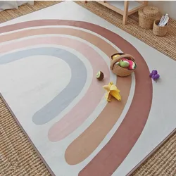 Alfombra de juegos de arcoíris para bebé, tapete plegable de 145x105cm para habitación de niños