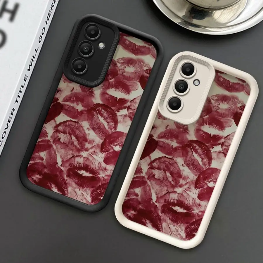 

Retro Red Lip Print TPU Soft Phone Case for Samsung Galaxy A55 A54 A51 A72 A71 A52 A35 A73 A15 A25 A06 A53