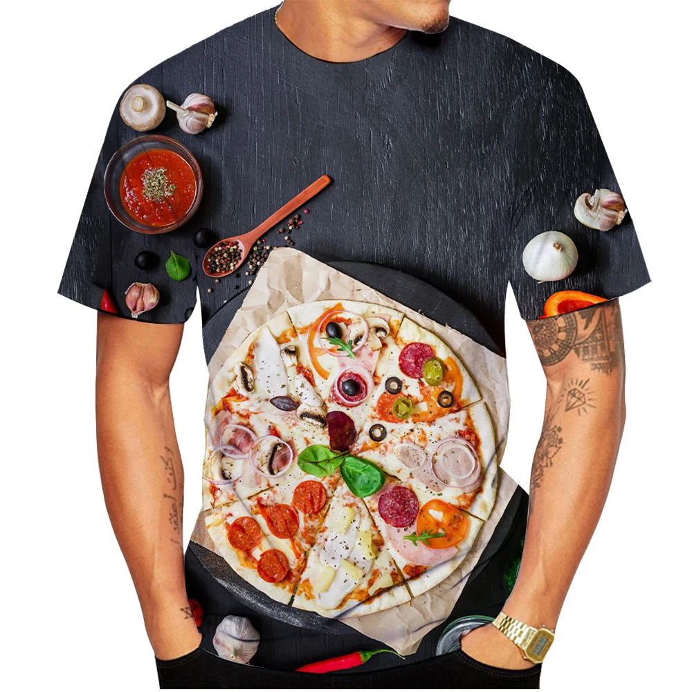 Food Bacon Pizza t-shirt cetak - 3D Printing In Food ulasan dan harga