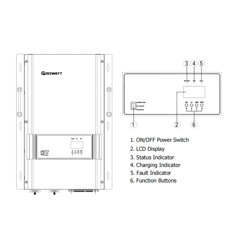 Growatt SPF 4000-12000T DVM-MPV 4KW 5KW 6KW 8KW 10KW 12KW Low Frequency Inverter 120/240Vac Split Phase Output Solar Inverter