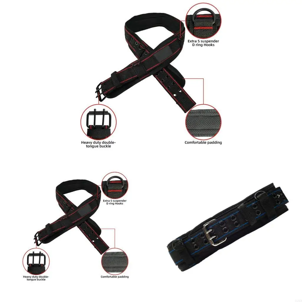 62KD Waist Support Tool Belt with Nylon Webbing, Double-Prong Closure, and Connector Hardware for Tool Rig Carry and Daily Use