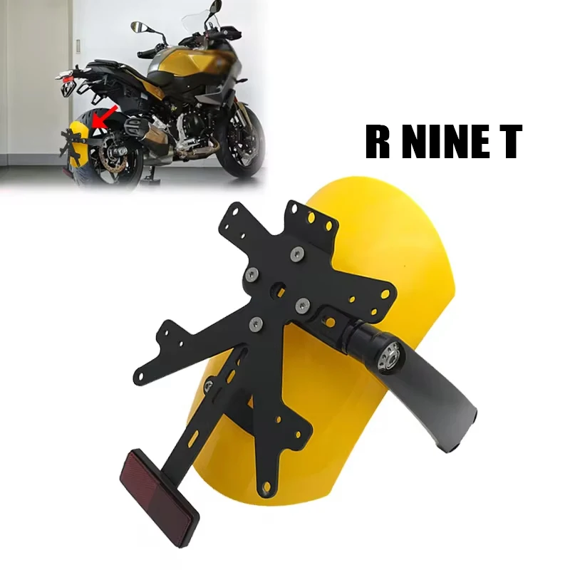 

Motorcycle Rear mudguard bracket with LED license plate modified mudguard For BMW R Nine T nineT Scrambler Racer R9T 2014-2021