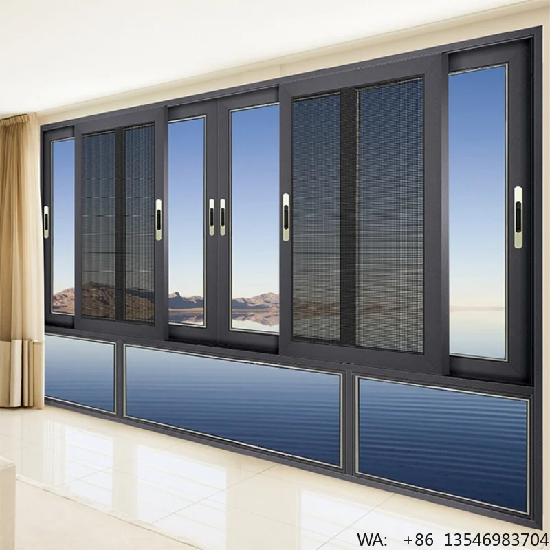 

Custom Thermal Break Push Slide Window Rail Design Soundproof Tilt Slide Bathroom Hotel Waterproof Window